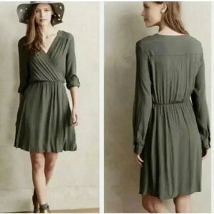 Anthropologie Maeve ‘Lene’ Olive Green Dress Size Small